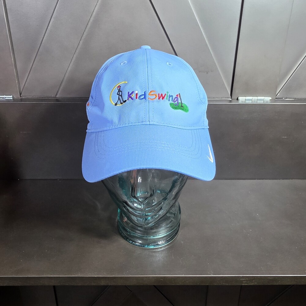 Nike Strap Back Golf Hat Cap One Size Kids Swing & Swoosh Logo Poly Outdoor